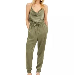 Bar III Olive Green Spaghetti Strap Cowl Neck Romper, Size Large